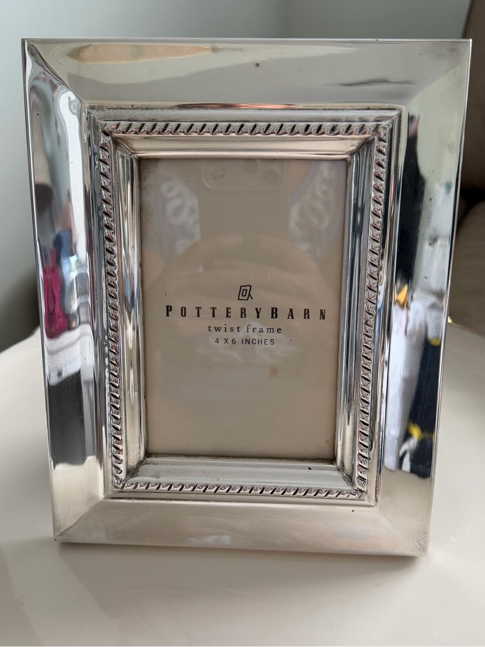 Vintage Pottery Barn Silver Braided Rope Twist Frame 4x6